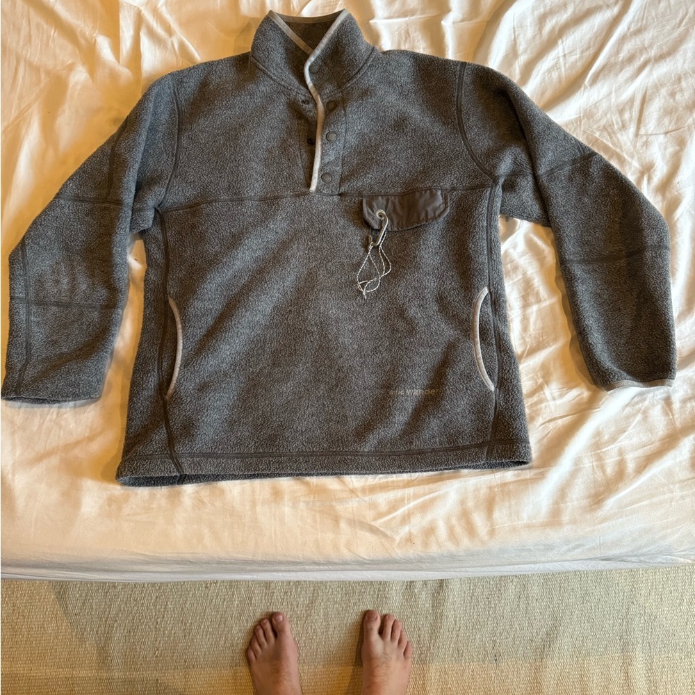 Wander Gray Zip Up Sweater with Stand-Up Collar